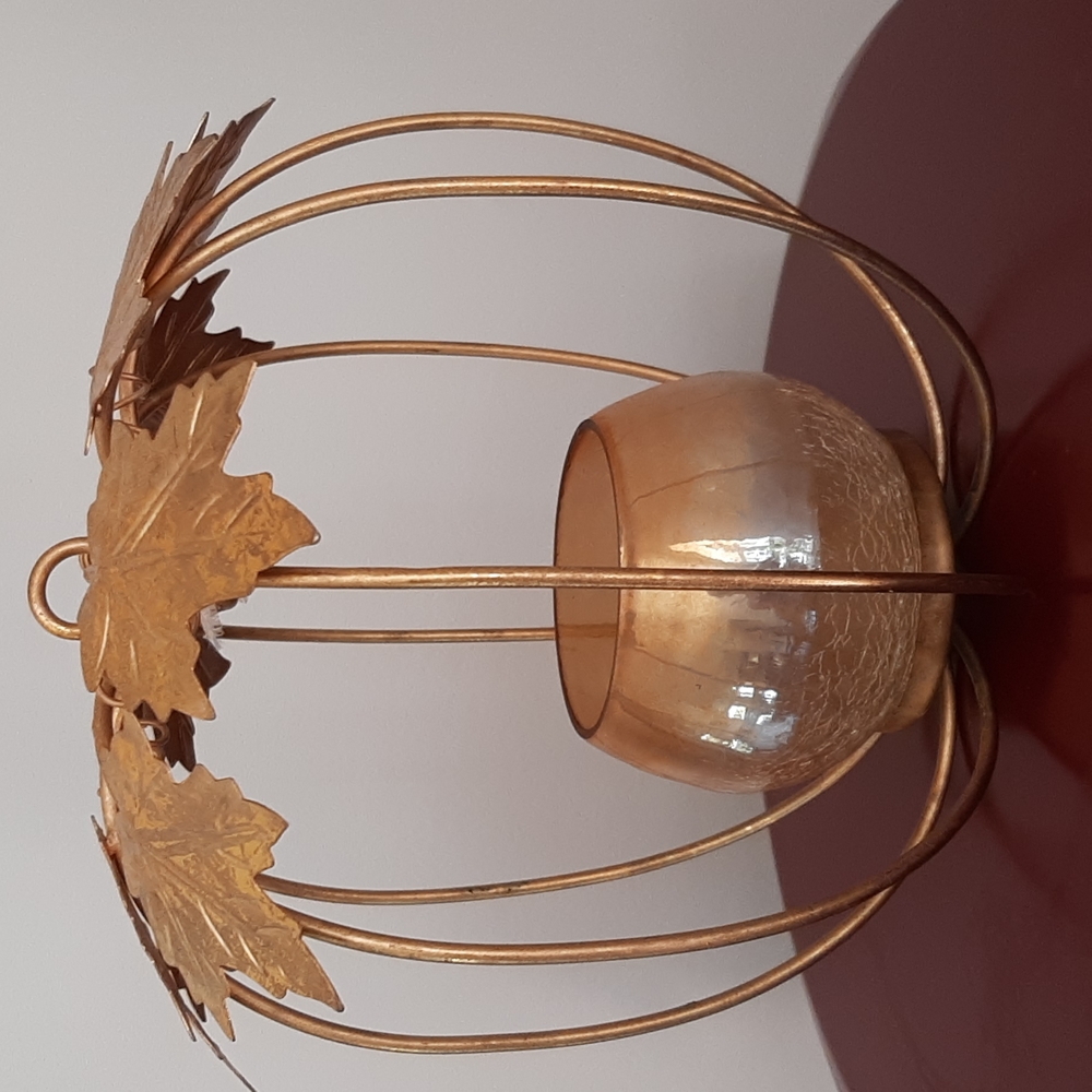 Fall Wire Pumpkin Candle Holder Decor Centerpiece